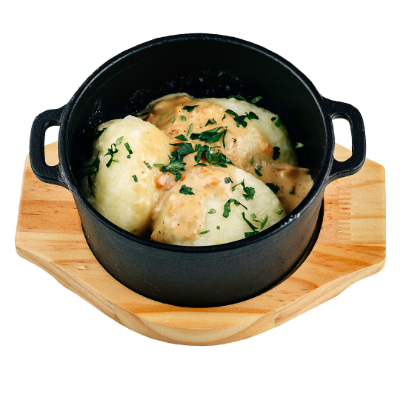  Клёцки с душами, мясной начинкой и картофелем