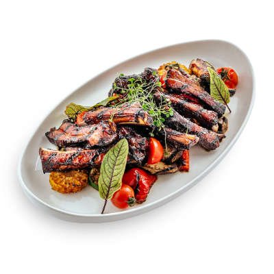 Ребра гриль с овощами