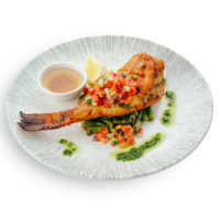 Окунь морской со стручковой фасолью